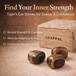 Premium Natural Tiger's Eye Tumbled Stone Crystal Set Energy Strength Protection